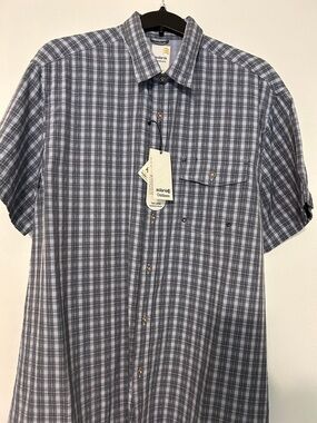 Solaris Men's Short-Sleeve outdoor Plaid Button-Up Shirt - Blue Gray